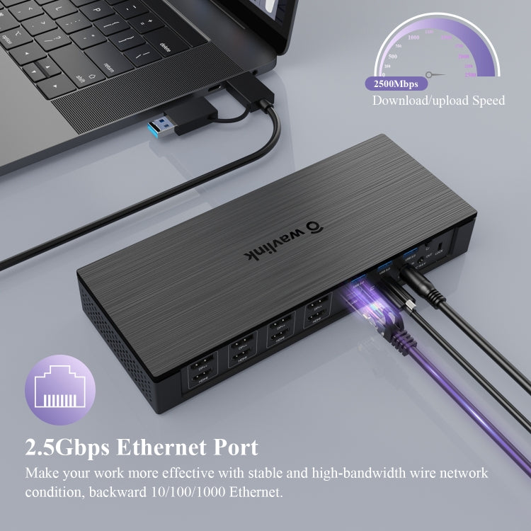 WAVLINK UG69PD10 1 to 4 Screens 4K/5K AV Transfer USB-C to HD Type-C Docking Station Hub, Plug:UK Plug - USB HUB by WAVLINK | Online Shopping UK | buy2fix