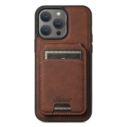 For iPhone 14 Pro Suteni H17 Litchi Texture Leather MagSafe Detachable Wallet Phone Case(Brown) - iPhone 14 Pro Cases by Suteni | Online Shopping UK | buy2fix