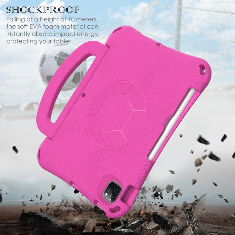 For iPad Pro 11 2024 Handle Football Shaped EVA Shockproof Tablet Case(Rose Red) - iPad Pro 11 2024 Cases by buy2fix | Online Shopping UK | buy2fix