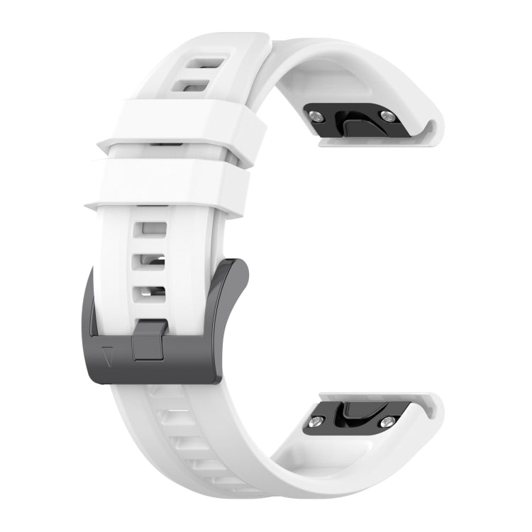 For Garmin Descent G1 / G1 Solar Solid Color Black Buckle Silicone Quick Release Watch Band(White) - Watch Bands by buy2fix | Online Shopping UK | buy2fix