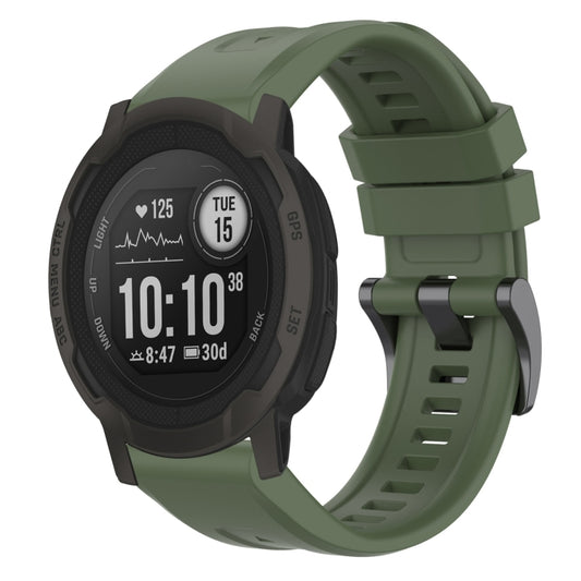 For Garmin Instinct 2 / Instinct Solid Color Black Buckle Silicone Quick Release Watch Band(Dark Green) - Watch Bands by buy2fix | Online Shopping UK | buy2fix