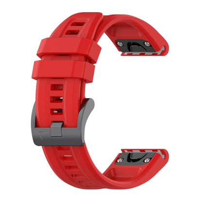 For Garmin Forerunner 965 / 955 / 945 / 935 Solid Color Black Buckle Silicone Quick Release Watch Band(Red) - Watch Bands by buy2fix | Online Shopping UK | buy2fix