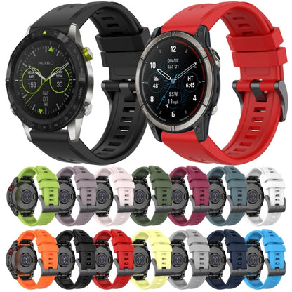 For Garmin Fenix 7 Pro Solid Color Black Buckle Silicone Quick Release Watch Band(Wine Red) - Watch Bands by buy2fix | Online Shopping UK | buy2fix