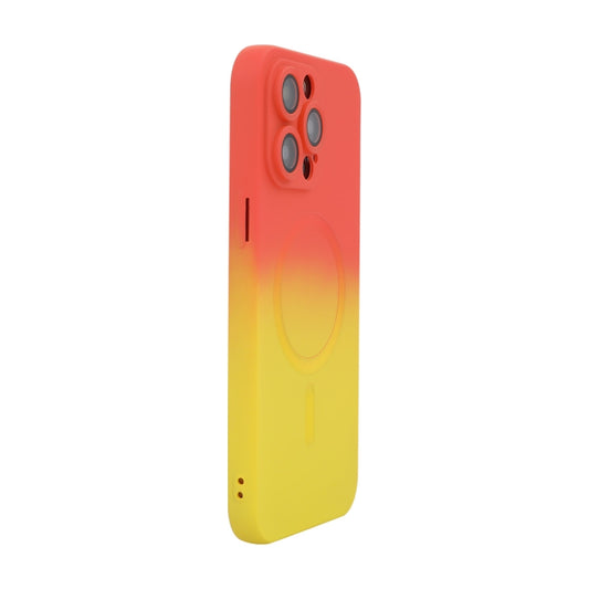 For iPhone 13 Pro Max ENKAY Hat-Prince MagSafe Rainbow Gradient Silicone Phone Case with Lens Film(Orange Yellow) - iPhone 13 Pro Max Cases by ENKAY | Online Shopping UK | buy2fix
