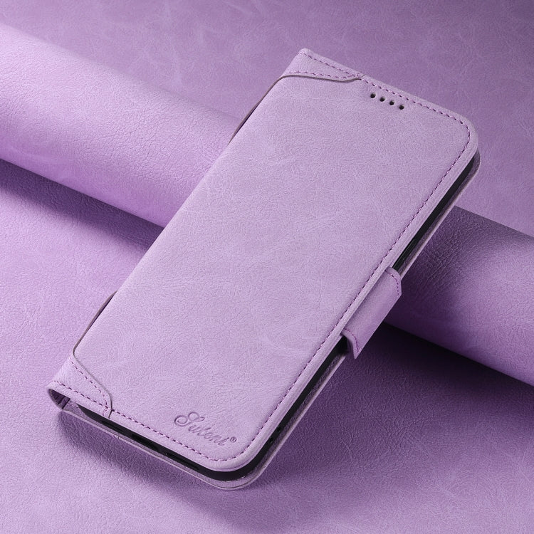 For iPhone 12 / 12 Pro SUTENI J07 Multifunctional Horizontal Flip Magsafe Leather Phone Case(Purple) - iPhone 12 / 12 Pro Cases by Suteni | Online Shopping UK | buy2fix