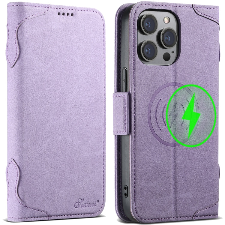 For iPhone 13 Pro Max SUTENI J07 Multifunctional Horizontal Flip Magsafe Leather Phone Case(Purple) - iPhone 13 Pro Max Cases by Suteni | Online Shopping UK | buy2fix