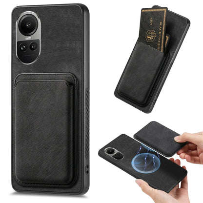 For OPPO Reno10 Pro Global Retro Leather Card Bag Magnetic Phone Case(Black) - OPPO Cases by buy2fix | Online Shopping UK | buy2fix