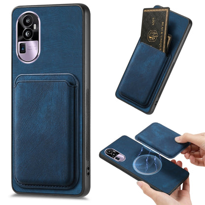 For OPPO Reno10 Pro+ Retro Leather Card Bag Magnetic Phone Case(Blue) - OPPO Cases by buy2fix | Online Shopping UK | buy2fix