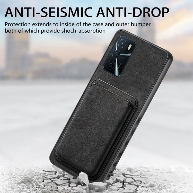 For OPPO A1 5G Retro Leather Card Bag Magnetic Phone Case(Black) - OPPO Cases by buy2fix | Online Shopping UK | buy2fix