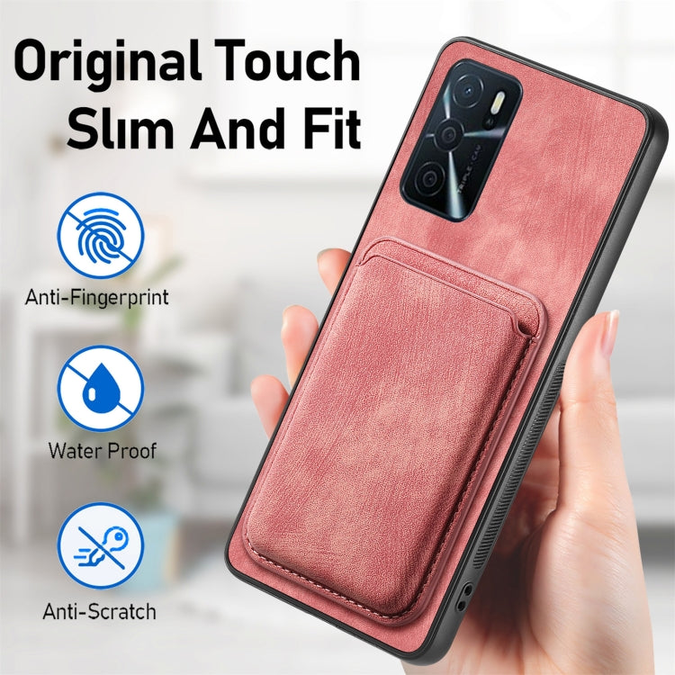 For OPPO Reno8 T 4G Retro Leather Card Bag Magnetic Phone Case(Pink) - OPPO Cases by buy2fix | Online Shopping UK | buy2fix