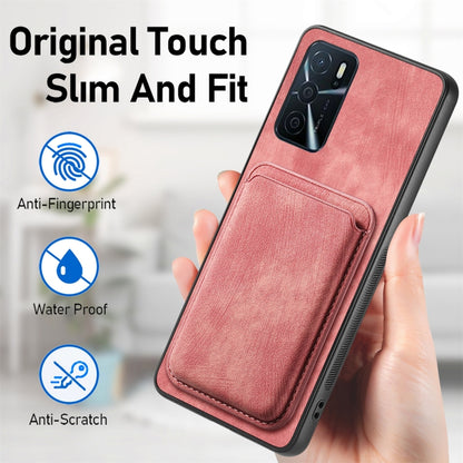 For OPPO Reno7 4G Retro Leather Card Bag Magnetic Phone Case(Pink) - OPPO Cases by buy2fix | Online Shopping UK | buy2fix