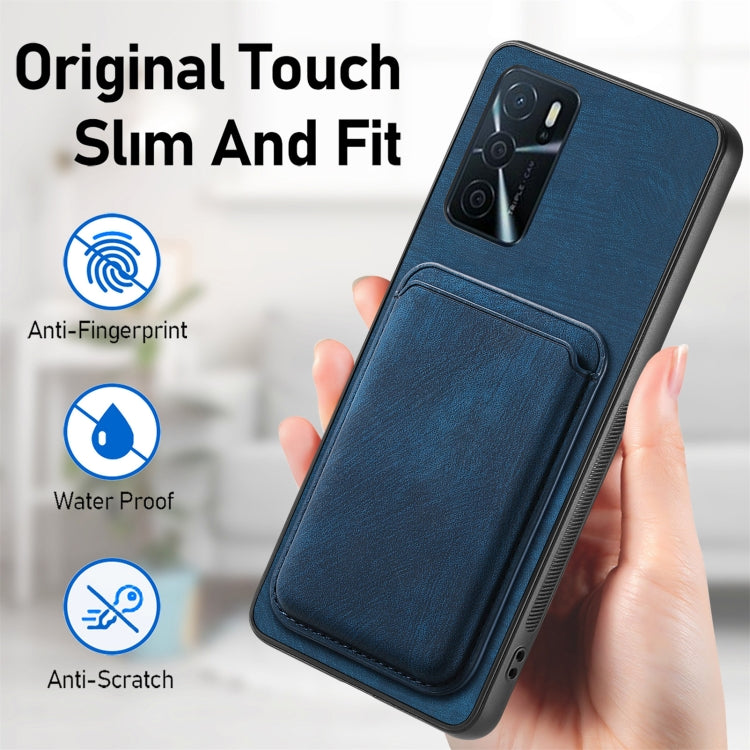 For OPPO Find X5 Pro Retro Leather Card Bag Magnetic Phone Case(Blue) - OPPO Cases by buy2fix | Online Shopping UK | buy2fix