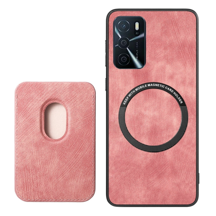 For OPPO Reno6 Pro 5G Retro Leather Card Bag Magnetic Phone Case(Pink) - OPPO Cases by buy2fix | Online Shopping UK | buy2fix