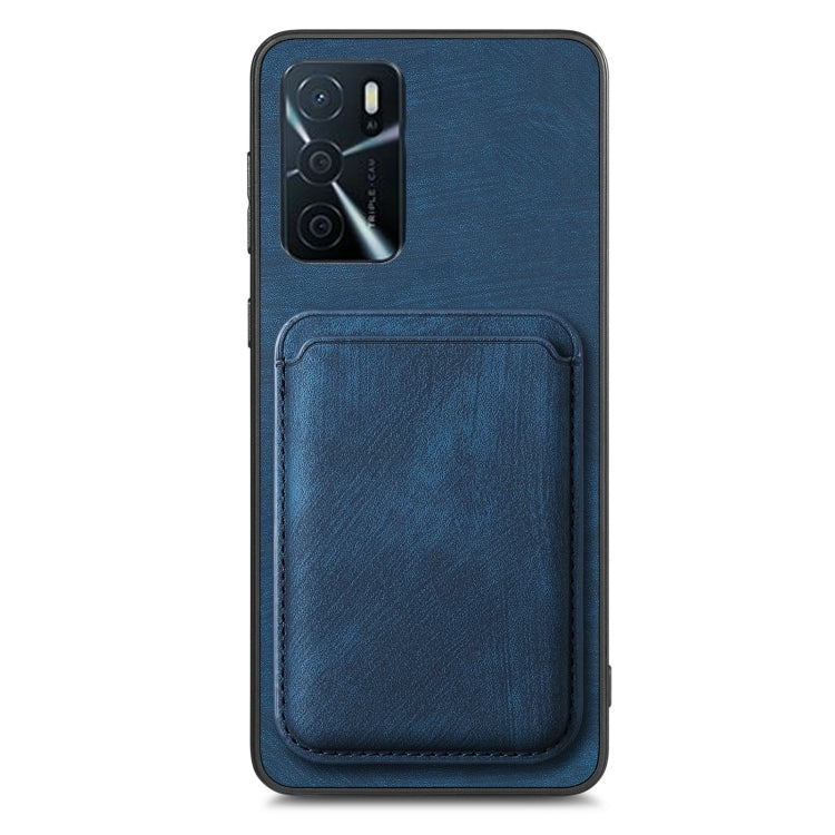 For OPPO F19 Pro Retro Leather Card Bag Magnetic Phone Case(Blue) - OPPO Cases by buy2fix | Online Shopping UK | buy2fix