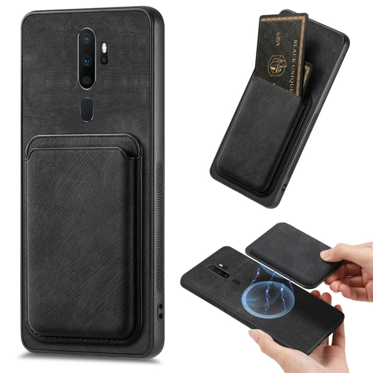 For OPPO A5 Retro Leather Card Bag Magnetic Phone Case(Black) - OPPO Cases by buy2fix | Online Shopping UK | buy2fix