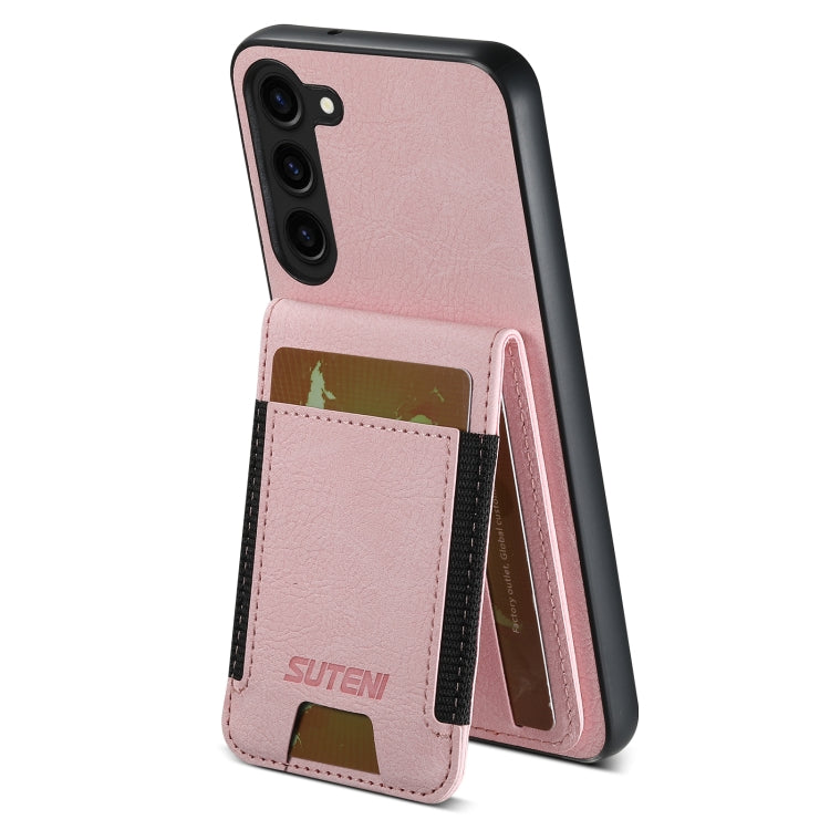 For Samsuny Galaxy S24+ 5G Suteni H03 Litchi Leather Card Bag Stand Back Phone Case(Pink) - Galaxy S24+ 5G Cases by Suteni | Online Shopping UK | buy2fix