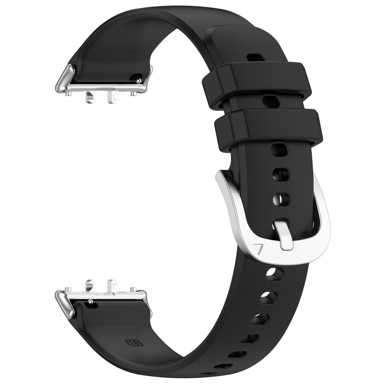 For Samsung Galaxy Fit 3 SM-R390 Metal Connector Liquid Glossy Silicone Watch Band(Black) - Watch Bands by buy2fix | Online Shopping UK | buy2fix