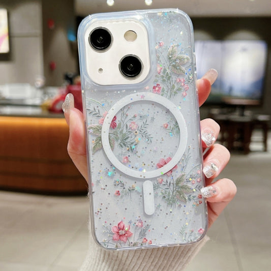 For iPhone 15 Spring Garden MagSafe TPU Phone Case(F04 French Flowers) - iPhone 15 Cases by buy2fix | Online Shopping UK | buy2fix