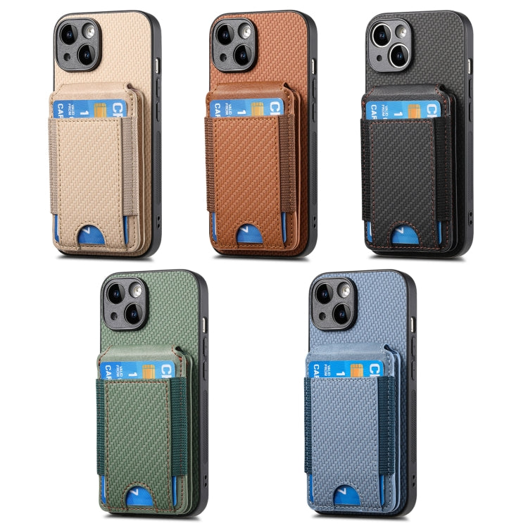 For iPhone 16 Pro Carbon Fiber Vertical Flip Wallet Stand Phone Case(Brown) - iPhone 16 Pro Cases by buy2fix | Online Shopping UK | buy2fix