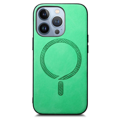 For iPhone 16 Pro Max Solid Color Retro Magsafe PU Back Cover Phone Case(Green) - More iPhone Cases by buy2fix | Online Shopping UK | buy2fix