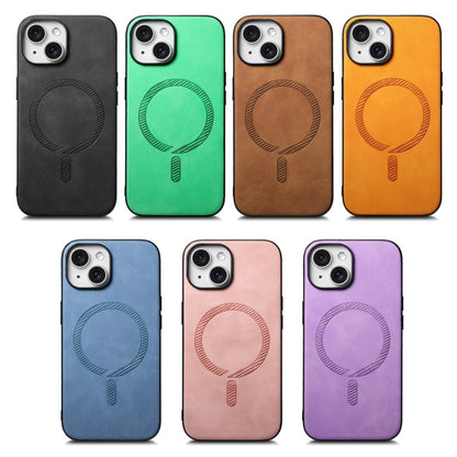 For iPhone 16 Solid Color Retro Magsafe PU Back Cover Phone Case(Black) - iPhone 16 Cases by buy2fix | Online Shopping UK | buy2fix