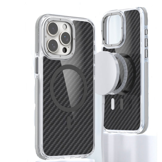 For iPhone 12 Pro Magsafe Dual-Color Carbon Fiber Phone Case(Grey) - iPhone 12 / 12 Pro Cases by buy2fix | Online Shopping UK | buy2fix