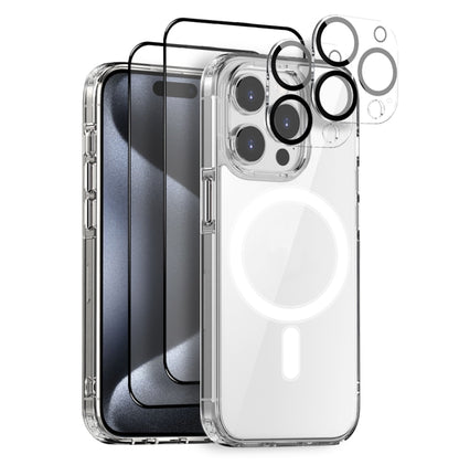 For iPhone 15 Pro NORTHJO 5 in 1 Magsafe Clear Phone Case with 2pcs Screen Film + 2pcs Rear Lens Film - iPhone 15 Pro Cases by NORTHJO | Online Shopping UK | buy2fix