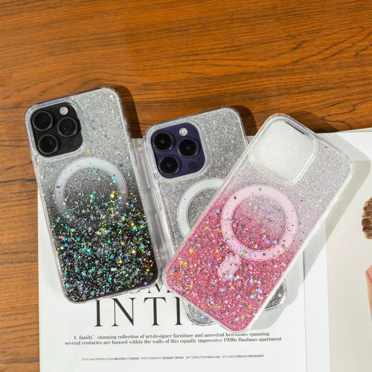 For iPhone 14 Pro Gradient Glitter Starry MagSafe Phone Case(Gradient Black) - iPhone 14 Pro Cases by buy2fix | Online Shopping UK | buy2fix