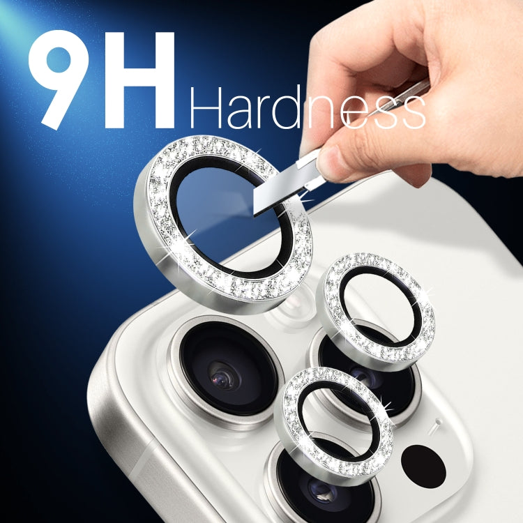 For iPhone 15 Pro / 15 Pro Max NORTHJO 2 Set 6pcs Camera Lens Protector Glitter Metal Ring Film(Silver) - iPhone 15 Pro Max Tempered Glass by NORTHJO | Online Shopping UK | buy2fix