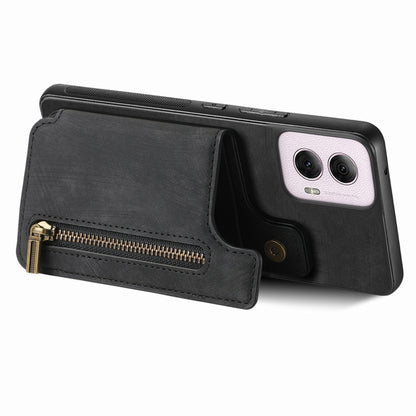 For Motorola G Power 5G 2024 Retro Leather Zipper Wallet Back Phone Case(Black) - Motorola Cases by buy2fix | Online Shopping UK | buy2fix