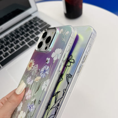 For iPhone 16 Pro Max Electroplating Laser Flower Texture TPU Phone Case(Plum Blossom AH18) - iPhone 16 Pro Max Cases by buy2fix | Online Shopping UK | buy2fix