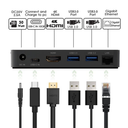 WAVLINK UHP3D01G Gigabit Ethernet USB 3.0 Multi-Function HUB 4K HD Docking Station(AU Plug) - USB 3.0 HUB by WAVLINK | Online Shopping UK | buy2fix