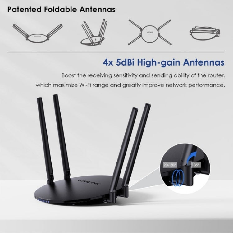 WAVLINK WN530G3 4x 5dBi Foldable Antenna AC1200 Dual Band Wireless Repeater Router, Plug:UK Plug - Wireless Routers by WAVLINK | Online Shopping UK | buy2fix