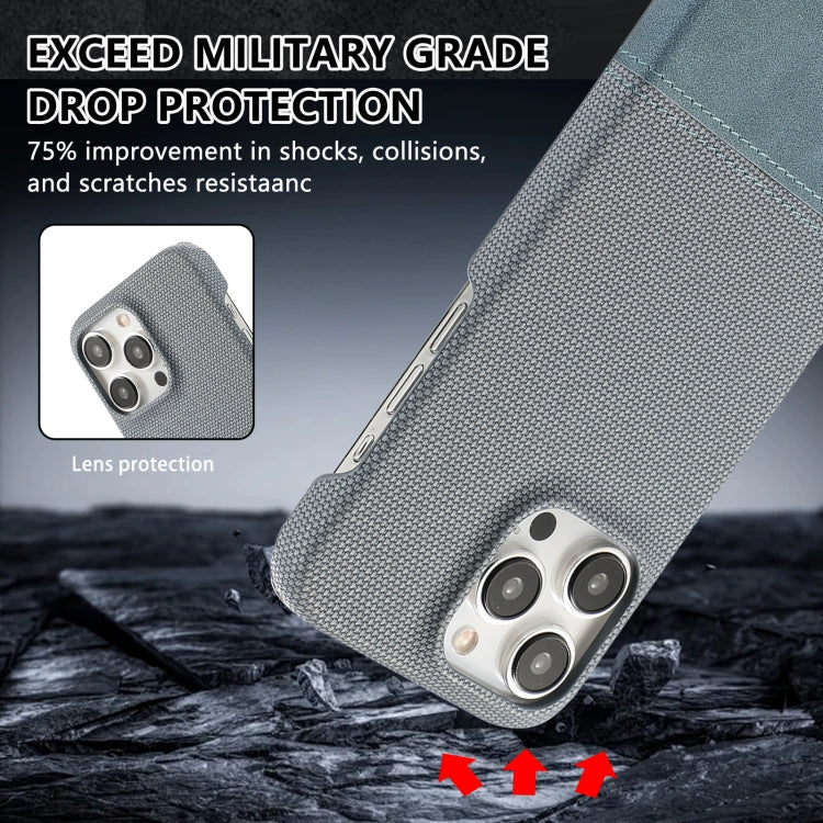 For iPhone 16 Pro Max Stitching Cloth PU Shockproof Phone Case(Blue) - iPhone 16 Pro Max Cases by buy2fix | Online Shopping UK | buy2fix