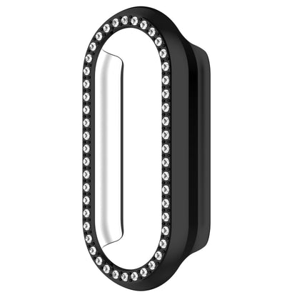 For Xiaomi Smart Band 9 Diamond Half Coverage Hollow PC Watch Protective Case(Black) - Watch Cases by buy2fix | Online Shopping UK | buy2fix