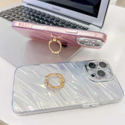 For iPhone 16 Pro Plating Glitter Texture Ring Holder TPU Phone Case with Lens Film(Pink Tinfoil Texture) - More iPhone Cases by buy2fix | Online Shopping UK | buy2fix