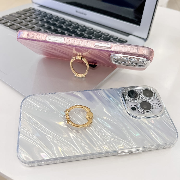 For iPhone 16 Pro Plating Glitter Texture Ring Holder TPU Phone Case with Lens Film(White Tinfoil Texture) - More iPhone Cases by buy2fix | Online Shopping UK | buy2fix