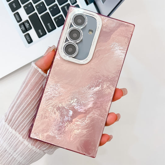 For Samsung Galaxy S25 5G Plating Glitter Texture TPU Phone Case with Lens Film(Pink Tinfoil Texture) - Galaxy S25 5G Cases by buy2fix | Online Shopping UK | buy2fix