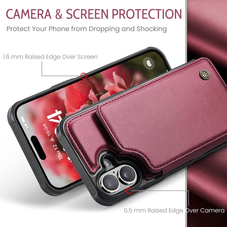 For iPhone 16 CaseMe C22 Card Slots Holder RFID Anti-theft Phone Case(Red) - iPhone 16 Cases by CaseMe | Online Shopping UK | buy2fix