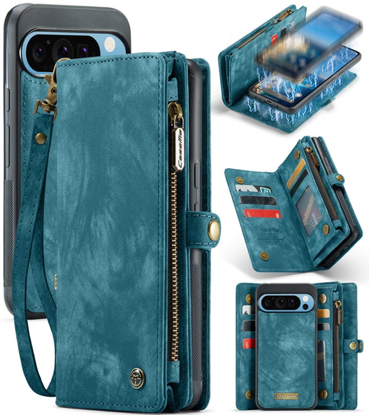 For Google Pixel 9 Pro XL CaseMe 008 Detachable Multifunctional Leather Phone Case(Blue) - Google Cases by CaseMe | Online Shopping UK | buy2fix