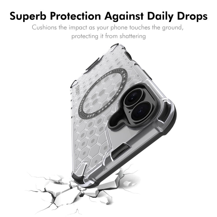 For iPhone 16 Plus ENKAY Hat-Prince Honeycomb MagSafe Shockproof Phone Case with Large Arc Edge Film(White) - iPhone 16 Plus Cases by ENKAY | Online Shopping UK | buy2fix