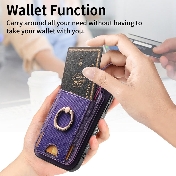 For iPhone 16 Plus Retro Splitable Magnetic Stand Card Bag Leather Phone Case(Purple) - iPhone 16 Plus Cases by buy2fix | Online Shopping UK | buy2fix