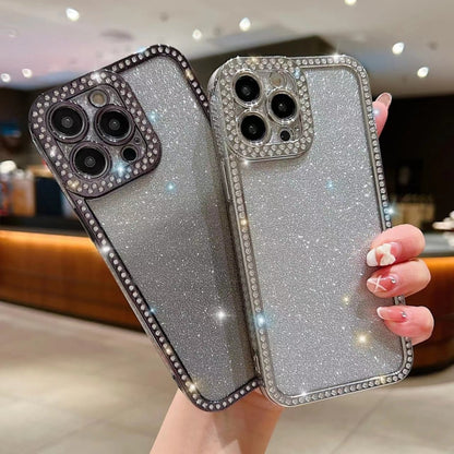 For iPhone 16 Diamond Gradient Glitter Plated TPU Phone Case(Black) - iPhone 16 Cases by buy2fix | Online Shopping UK | buy2fix