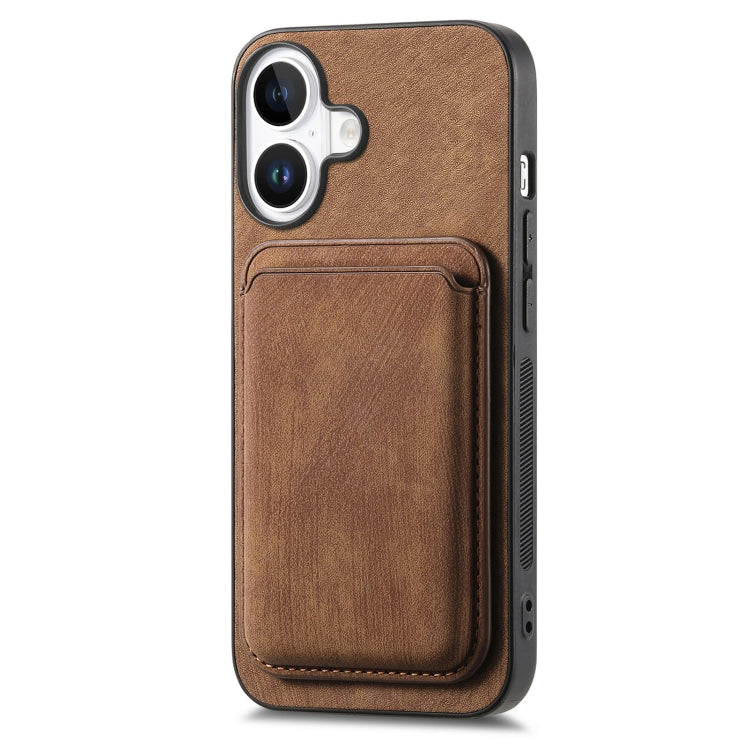 For iPhone 16 Plus Retro Leather Card Bag Magnetic Phone Case(Brown) - iPhone 16 Plus Cases by buy2fix | Online Shopping UK | buy2fix