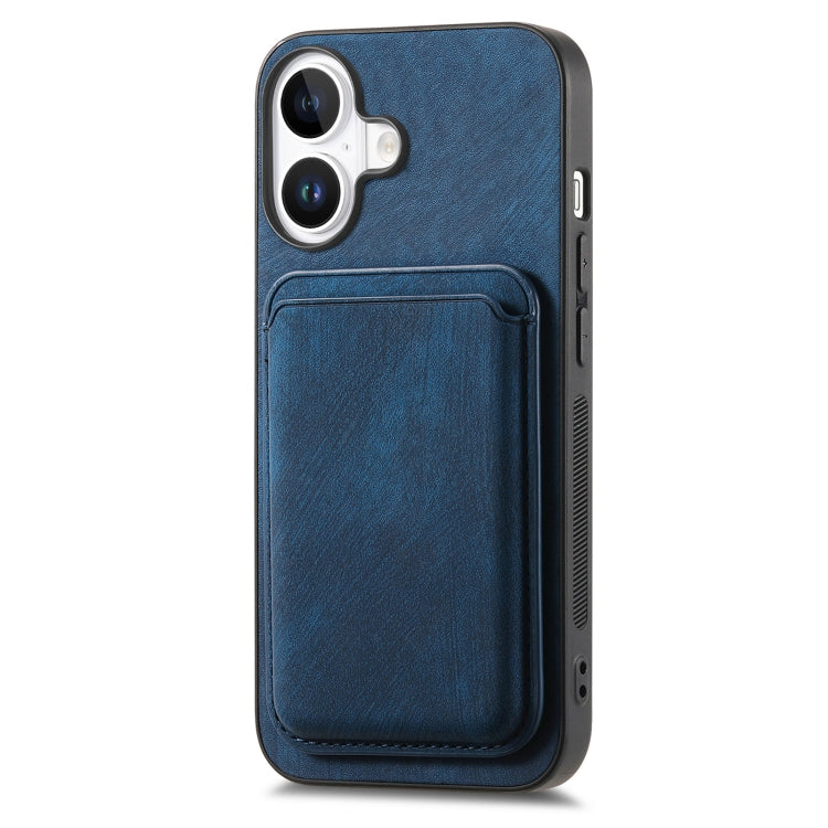 For iPhone 16 Plus Retro Leather Card Bag Magnetic Phone Case(Blue) - iPhone 16 Plus Cases by buy2fix | Online Shopping UK | buy2fix