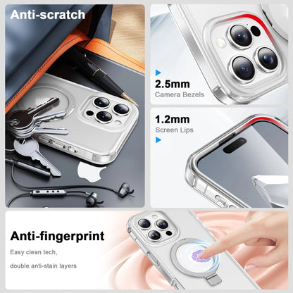 For iPhone 16 Pro Max Frosted Skin Feel MagSafe Holder 360 Full Body Phone Case(Transparent) - iPhone 16 Pro Max Cases by buy2fix | Online Shopping UK | buy2fix