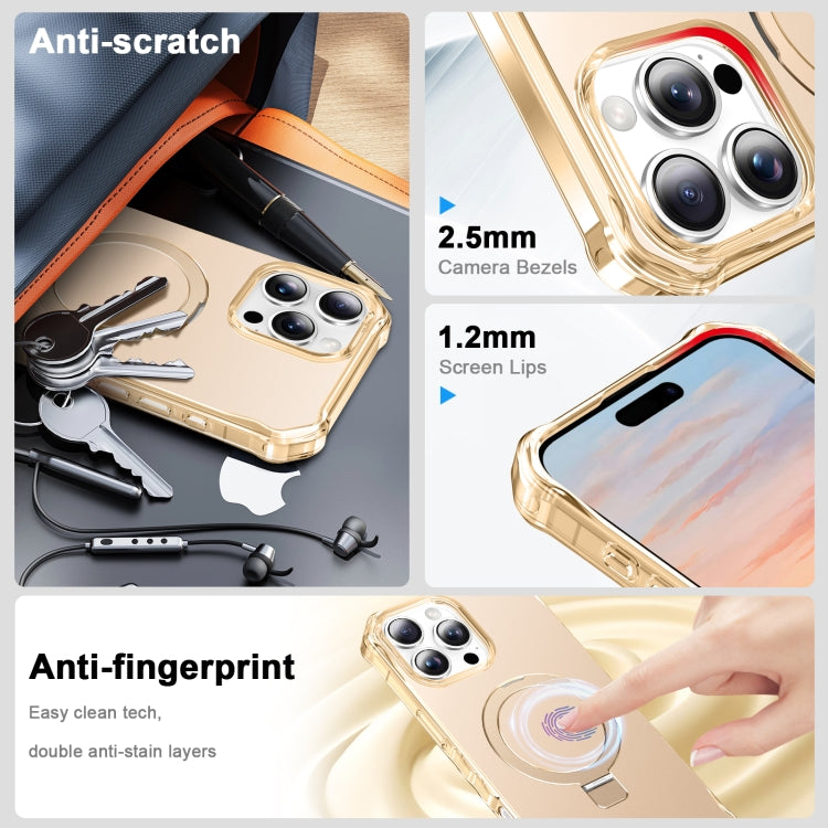 For iPhone 16 Pro Max Clear Wave MagSafe Holder Phone Case(Gold) - More iPhone Cases by buy2fix | Online Shopping UK | buy2fix