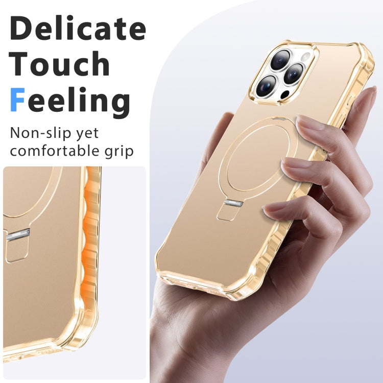 For iPhone 16 Pro Max Clear Wave MagSafe Holder Phone Case(Gold) - More iPhone Cases by buy2fix | Online Shopping UK | buy2fix