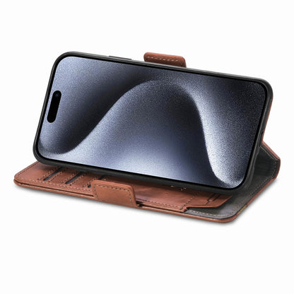 For iPhone 16 Pro Max CaseNeo Splicing Dual Magnetic Buckle Leather Phone Case(Brown) - iPhone 16 Pro Max Cases by buy2fix | Online Shopping UK | buy2fix