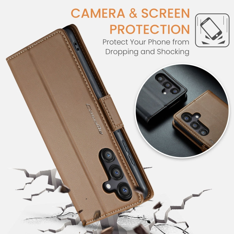 For Samsung Galaxy S24 FE 5G CaseMe 023 Butterfly Buckle Litchi Texture RFID Anti-theft Leather Phone Case(Brown) - Galaxy S24 FE 5G Cases by CaseMe | Online Shopping UK | buy2fix